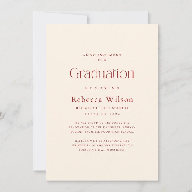 Retro Elegant Script High School Graduation Meddelande (Framsida)