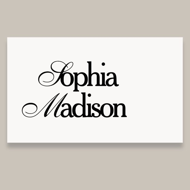Retro Elegant Serif Script Vit Visitkort (Skapare uppladdad)