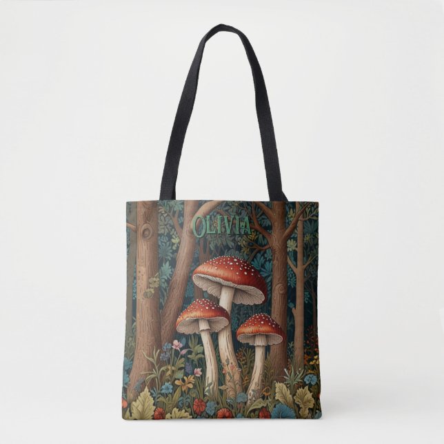Retro elegant svamp skog tygkasse (Framsida)