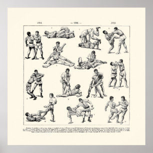 Retro-elegant, svart och vit Jiu Jitsu Poster