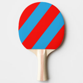 Retro Elektrisk Blå Röd Tre Feta Ränder Pingisracket