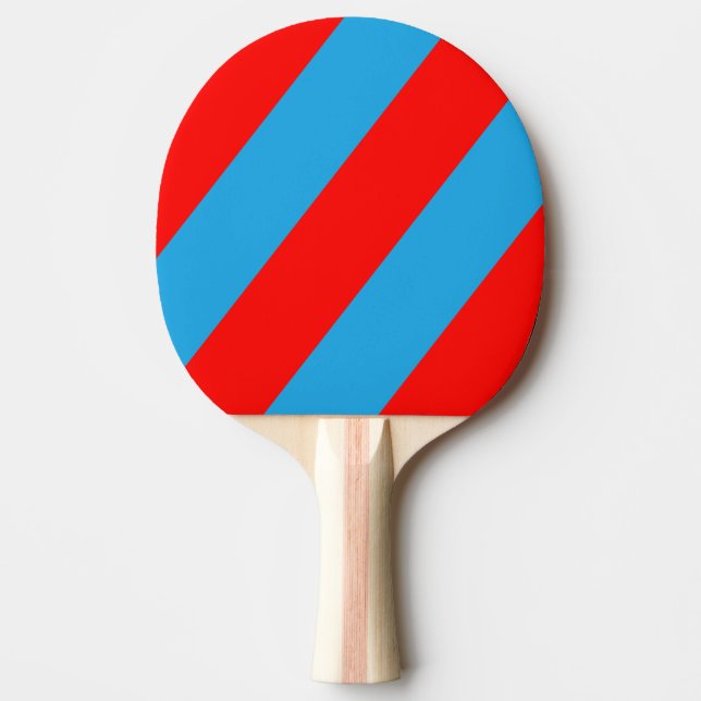 Retro Elektrisk Blå Röd Tre Feta Ränder Pingisracket (Framsidan)