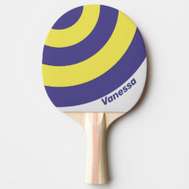 Retro Elektrisk Citron Druva Cirkel Rand med Namn Pingisracket