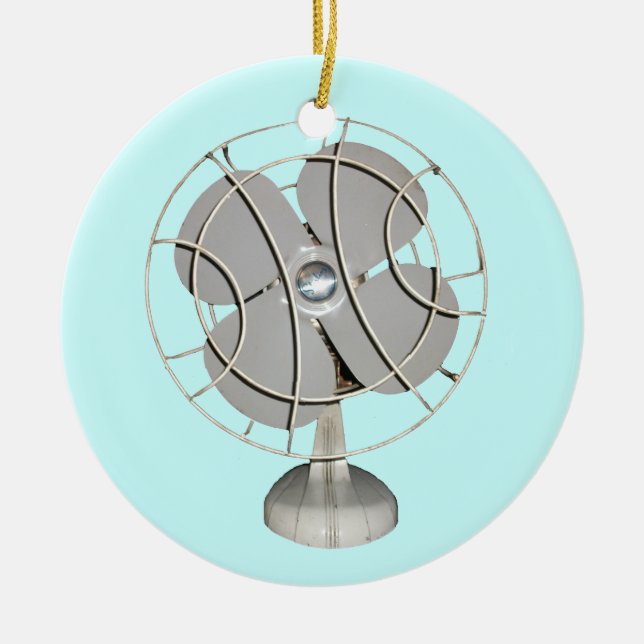 Retro elektrisk fläktornament julgransprydnad keramik (Framsidan)