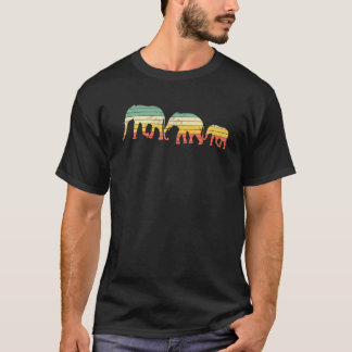 Retro Elephants Family Herde Nature Wildlife Safa T Shirt