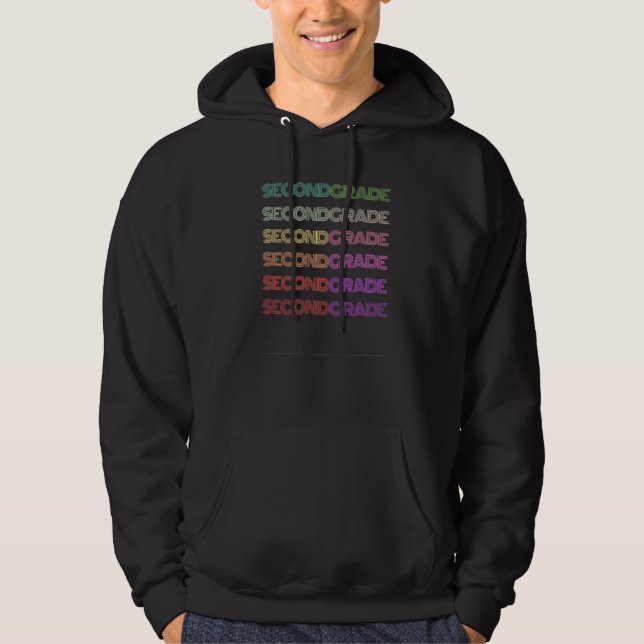 Retro elev i 2:a klass lärare groovy team redo  hoodie (Framsida)