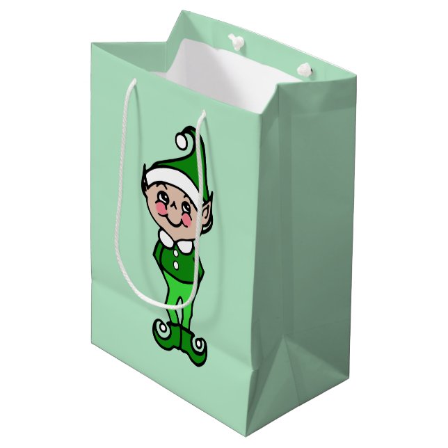 Retro Elf-julens Helgdag Gift Bag (Framsidan Vinklad)
