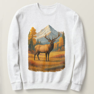 Retro Elk Vintage 90-tals höstjägare Scen Crewne Lång Ärmad Tröja