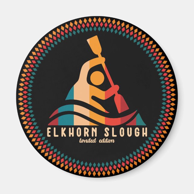 Retro Elkhorn Slough Kayaking Magnet (Framsidan)