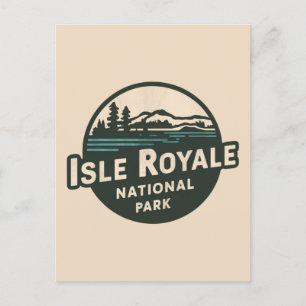 Retro Emblem av Isle Royale nationalpark Helg Vykort