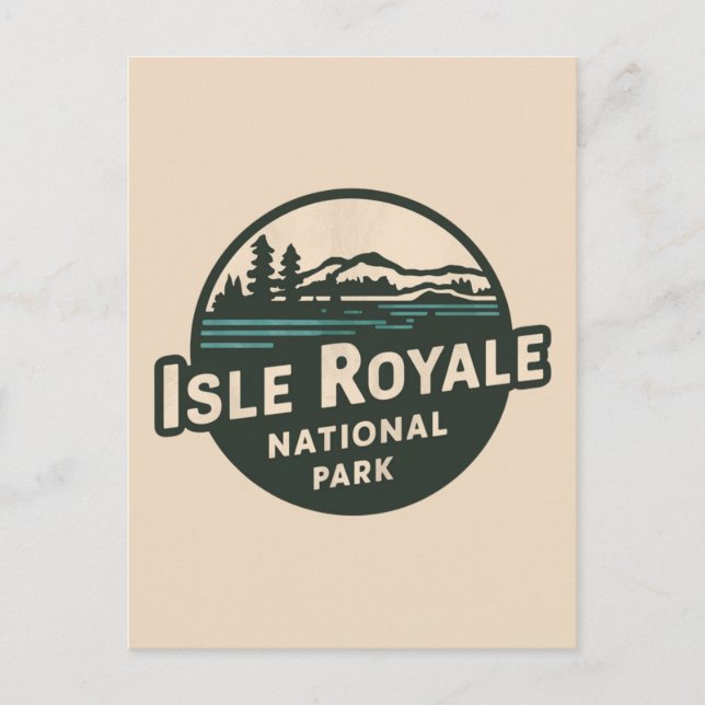 Retro Emblem av Isle Royale nationalpark Helg Vykort (Framsida)