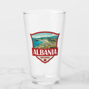 Retro-emblem för Albaniens illustration Glaskopp