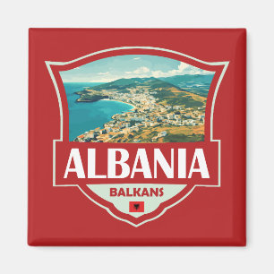 Retro-emblem för Albaniens illustration Magnet