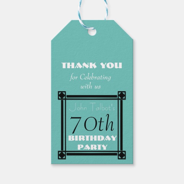 Retro Emerald 70-årsdagars Märkre för Personlig Presentetikett (Framsidan)