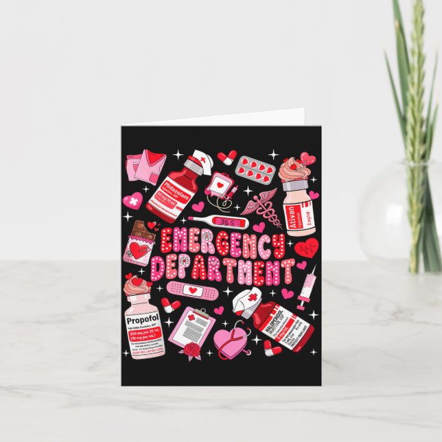 Retro Emergency Department Ed Er Nurse Valentines  Kort (Framsida)
