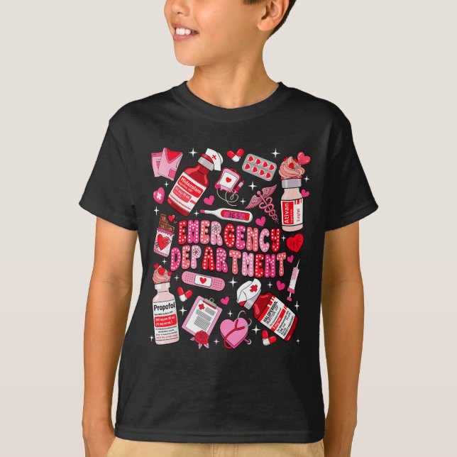 Retro Emergency Department Ed Er Nurse Valentines  T Shirt (Framsida)