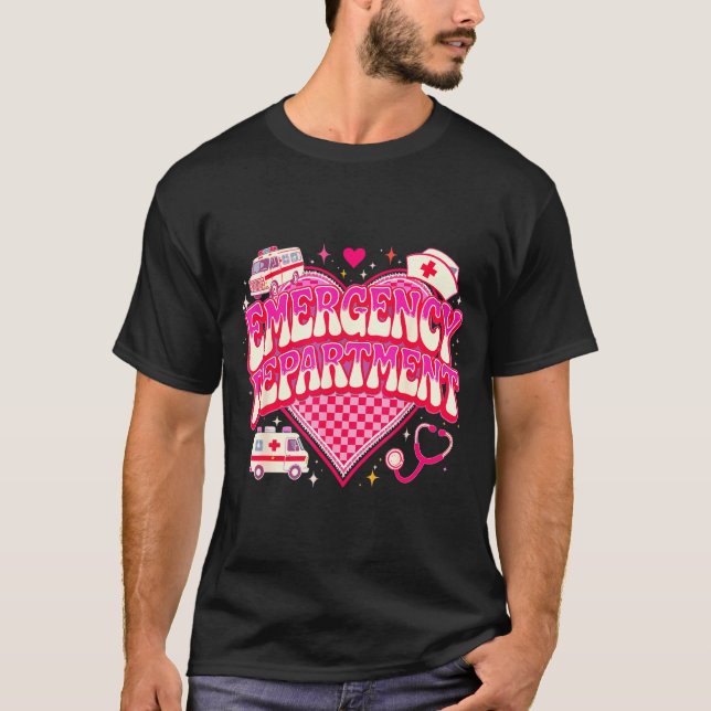 Retro Emergency Department Valentine Nk Nurse Aest T Shirt (Framsida)