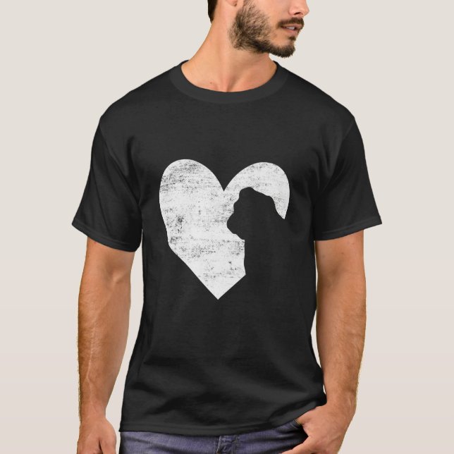 Retro English Bulldog Dog Heart Valentine's Day Do T Shirt (Framsida)
