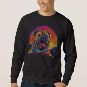 Retro English Bulldog-grafik för Hundälskare Lång Ärmad Tröja