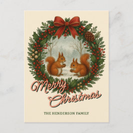 Retro English Helgdag WAN with Cute Squirreles Helg Vykort