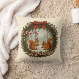 Retro English Helgdag WAN with Cute Squirreles Kudde