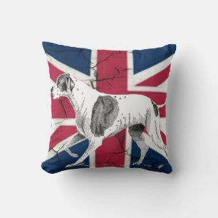Retro English pekare hund British Union jack flagg Kudde