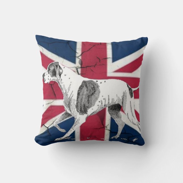 Retro English pekare hund British Union jack flagg Kudde (Framsida)