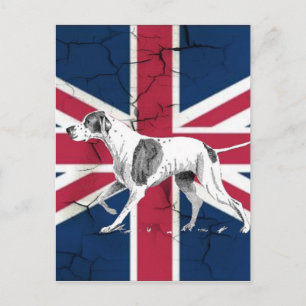Retro English pekare hund British Union jack flagg Vykort