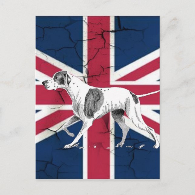 Retro English pekare hund British Union jack flagg Vykort (Framsida)