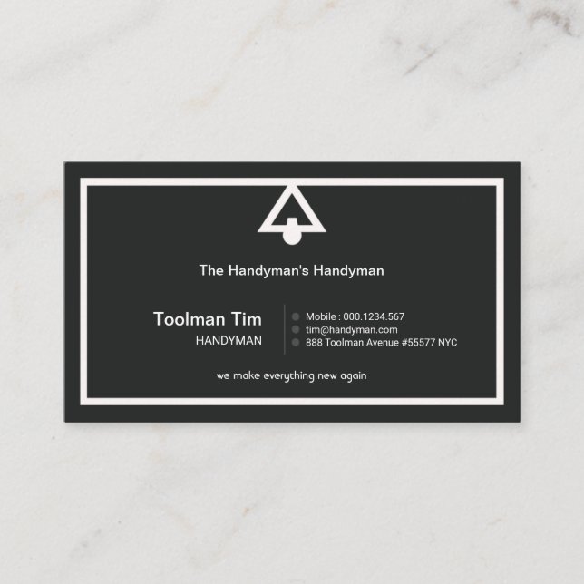 Retro Enkel ljusskugga Gräns Handyman Visitkort (Framsida)