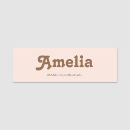 Retro Enkel Rosa Orange Namnbricka