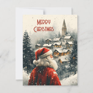Retro Enkel Vintage Jul Tomte Julkort