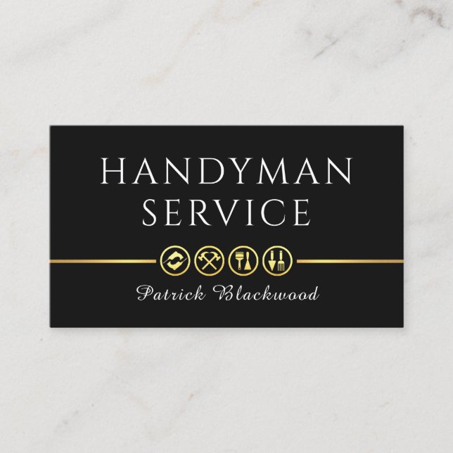 Retro Enkla Handyman Verktyg Linje Visitkort (Framsida)