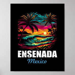 Retro Ensenada Mexiko Solnedgång Vintage Semester Poster