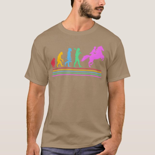 Retro Equestrian Riding Horse Tävla Evolution ret T Shirt (Framsida)