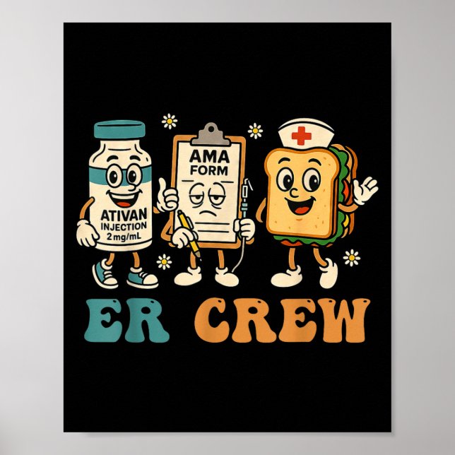 Retro Er Crew Emergency Room Funny Er Ed Nurse Tec Poster (Framsidan)