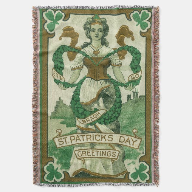 Retro - Erin Go Braugh. St. Patricks dag hälsninga Filt (Framsidan Vertikal)