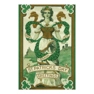 Retro - Erin Go Braugh. St. Patricks dag hälsninga Fototryck