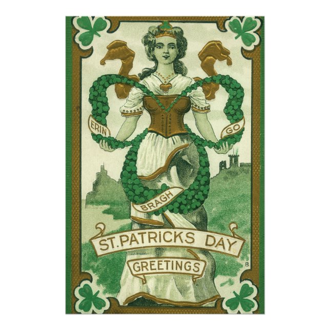 Retro - Erin Go Braugh. St. Patricks dag hälsninga Fototryck (Framsidan)