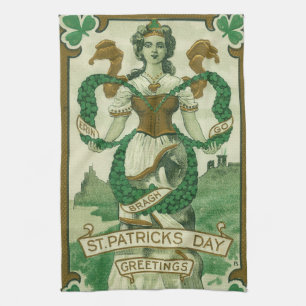 Retro - Erin Go Braugh. St. Patricks dag hälsninga Kökshandduk