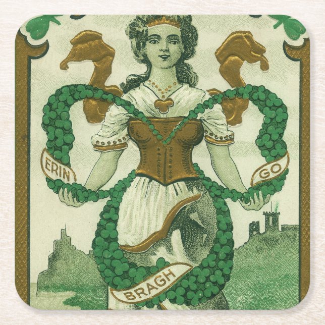 Retro - Erin Go Braugh. St. Patricks dag hälsninga Underlägg Papper Kvadrat (Framsidan)