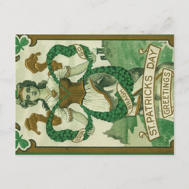 Retro - Erin Go Braugh. St. Patricks Day Greetings Vykort (Framsida)
