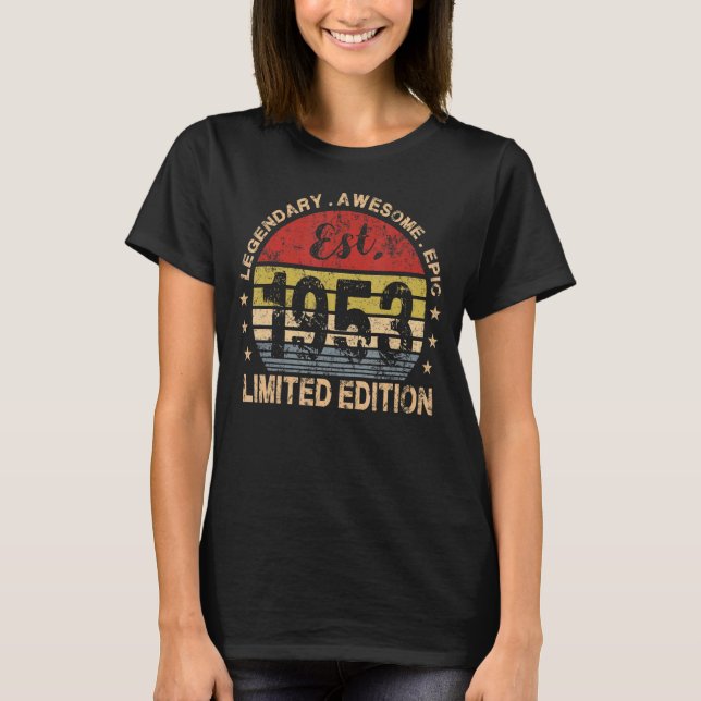 Retro Est 1953 69:e födelsedagen 69 år gammal T Shirt (Framsida)
