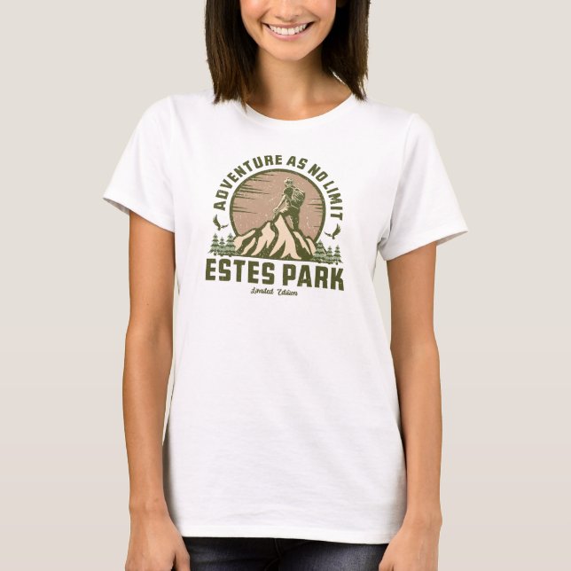 Retro Estes Park Hike Sunset T Shirt (Framsida)