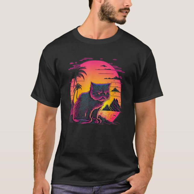 Retro Estetik Ilsken Katt T Shirt (Framsida)