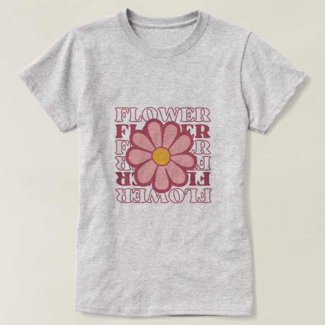 Retro Estetisk Blomma T-Shirt. T Shirt (Design framsida)