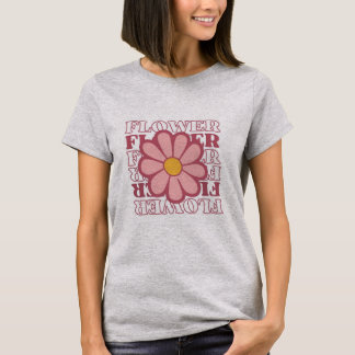 Retro Estetisk Blomma T-Shirt. T Shirt