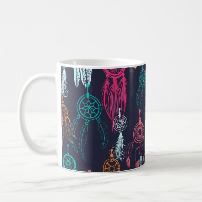 Retro Ethnic Doodle: Dreamcatcher Collection Kaffemugg (Vänster)