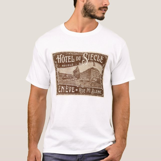 Retro etikett Hotell Du Siecle T-tröja T Shirt (Framsida)