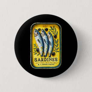 Retro europeisk gul sommar sardinfiskburk knapp